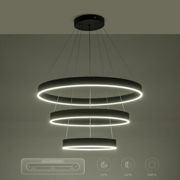 GLOBOSTAR® VENOM TRIO 61188-DECO Μοντέρνο Κρεμαστό Φωτιστικό Οροφής LED 120W 14158lm 120° AC 220-240V IP20 Ρυθμιζόμενο Λευκό CCT με Χειριστήριο από 2700K έως 6000K Dimmable - Lumileds SMD Chip - Μαύρο Ματ - Μ80 x Π80 x Υ60cm - 3 Χρόνια Εγγύηση