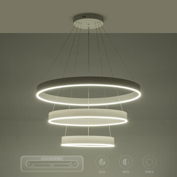 GLOBOSTAR® VENOM TRIO 61189-DECO Μοντέρνο Κρεμαστό Φωτιστικό Οροφής LED 120W 14158lm 120° AC 220-240V IP20 Ρυθμιζόμενο Λευκό CCT με Χειριστήριο από 2700K έως 6000K Dimmable - Lumileds SMD Chip - Λευκό Ματ - Μ80 x Π80 x Υ60cm - 3 Χρόνια Εγγύηση