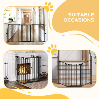 PawHut 3-Panel Medium Dog Gate με διπλό σύστημα κλειδώματος, 206x90cm, Μαύρο D06-186V00BK PawHut 3-Panel Medium Dog Gate με διπλό σύστημα κλειδώματος, 206x90cm, Μαύρο D06-186V00BK
