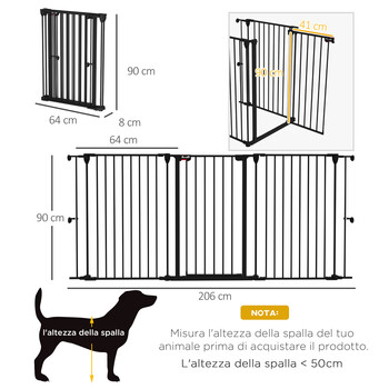 PawHut 3-Panel Medium Dog Gate με διπλό σύστημα κλειδώματος, 206x90cm, Μαύρο D06-186V00BK PawHut 3-Panel Medium Dog Gate με διπλό σύστημα κλειδώματος, 206x90cm, Μαύρο D06-186V00BK