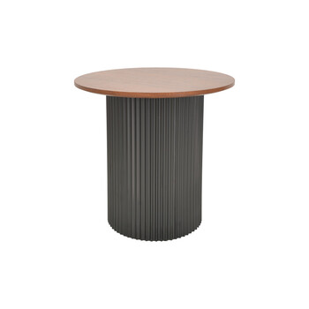 Βοηθητικό τραπέζι Dovel pakoworld mdf σε καρυδί-μαύρη απόχρωση Φ50x45εκ