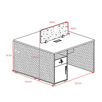 Γραφείο εργασίας επαγγελματικό 2 θέσεων Dakota pakoworld σε καρυδί-ανθρακί απόχρωση 120x120x76εκ