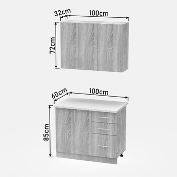 Σύνθεση κουζίνας Festa I pakoworld μελαμίνη σε ανθρακί και πάγκο σε sonoma απόχρωση 100x60x85εκ Σύνθεση κουζίνας Festa I pakoworld μελαμίνη σε ανθρακί και πάγκο σε sonoma απόχρωση 100x60x85εκ