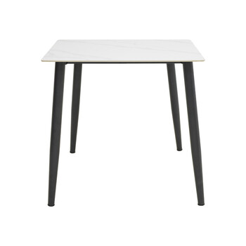 Τραπέζι Gustas Ι pakoworld λευκό μαρμάρου sintered stone-μαύρο μέταλλο 80x80x76εκ