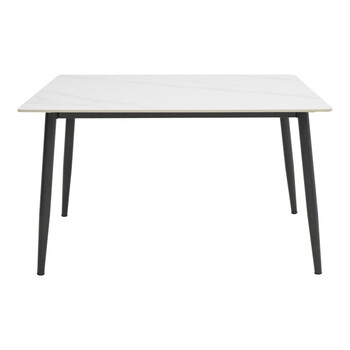 Τραπέζι Gustas Ι pakoworld λευκό μαρμάρου sintered stone-μαύρο μέταλλο 120x80x76εκ