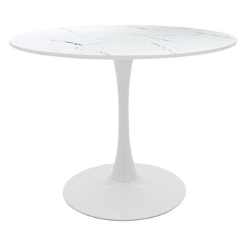 Tραπέζι Balou pakoworld mdf σε λευκή απόχρωση με όψη μαρμάρου Φ120x76εκ