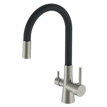 BRUNO μπαταρία πάγκου κουζίνας BRN-0239, τρίοδη, αναμεικτική, μαύρη/ασημί