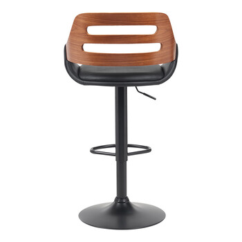 Σκαμπό μπαρ Fern pakoworld πτυσσόμενο μαύρο pu- ξύλο καρυδί - μέταλλο μαύρο 50x48.5x89-110.5εκ