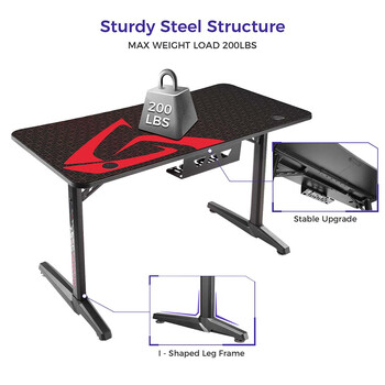 Gaming Γραφείο - Eureka Ergonomic® ERK-GIP-P47B-ZXV1 120x60x76.8εκ.