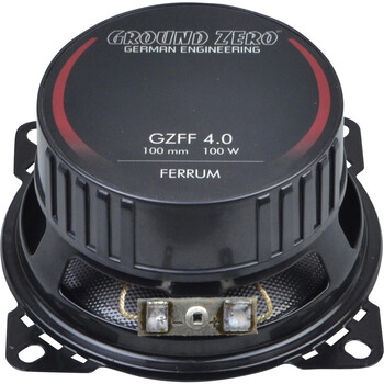 Ground Zero  Gzff 4.0  Model Gzff 4.0 Nominal Diameter 10 Cm
2-way Coaxial Impedance 4 ohm / Ohms
frequency Response 80 hz – 20 khz Power Handling (Rms)  60 Watt
power Handling (Max) 100 Watt
efficiency (Spl) 89 db Άμεση Παράδοση