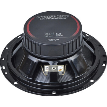 Ground Zero  Gzff 6.5  Nominal Diameter 16.5 cm / 6.5“ 2-way Coaxial Impedance 4 ohm / Ohms
frequency Response  50 hz – 20 Khz
power Handling (Rms) 80 Watt
power Handling (Max) 120 Watt
efficiency (Spl) 91 db Άμεση Παράδοση