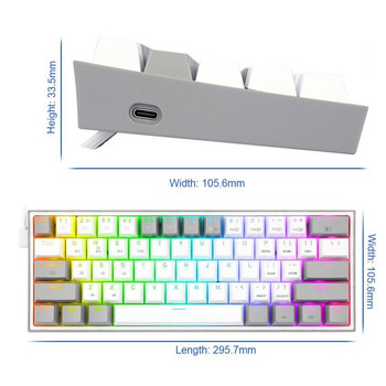 Gaming πληκτρολόγιο - Redragon K616-RGB Fizz Pro (Grey/White)