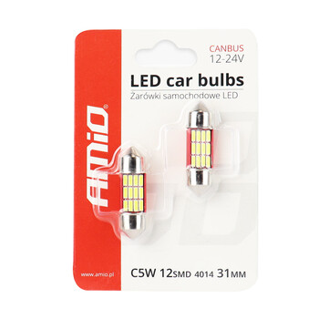 01631/AM . ΛΑΜΠΑΚΙΑ ΠΛΑΦΟΝΙΕΡΑΣ 31mm 12V 5.600K 12xSMD 4014 LED CAN-BUS  AMIO - 2 ΤΕΜ.