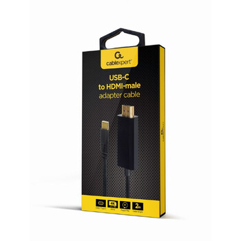 CABLEXPERT USB-C MALE TO HDMI-MALE ADAPTER 4K 30HZ 2M BLACK RETAIL PACK
