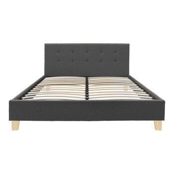 Κρεβάτι Mago pakoworld ύφασμα σε ανθρακί απόχρωση με ξύλινο πόδι 160x200εκ