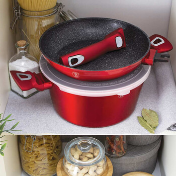 Berlinger Haus σετ Αντικολλητικά Μαγειρικά Σκεύη 13 Τεμαχίων με Αντικολλητική Επίστρωση Metallic Line Burgundy Edition bh-7057