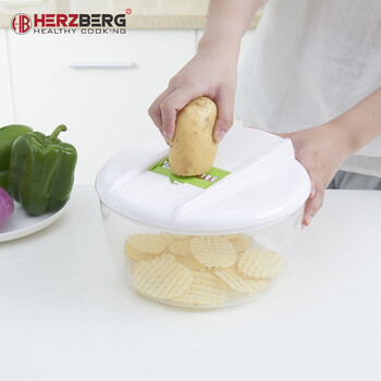 Herzberg σετ Πολυκόφτης Χειρός Τύπου Μαντολίνο με Μπολ και Δοχεία Αποθήκευσης hg-8032