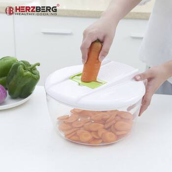 Herzberg σετ Πολυκόφτης Χειρός Τύπου Μαντολίνο με Μπολ και Δοχεία Αποθήκευσης hg-8032