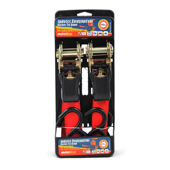 Autoline  Ιμάντες Καστάνια 3m 862kg & Γάντζους Κόκκινοι 2τμχ