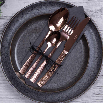 Σετ Μαχαιροπίρουνα 24 Τμχ. από Ανοξείδωτο Ατσάλι με Κρακελέ εφέ σε Rose Gold Berlinger Haus bh-2617na