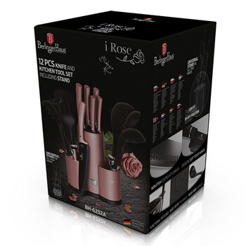 Berlinger Haus σετ Μαχαίρια και Εργαλεία Κουζίνας 12 Τμχ. με Βάση Στήριξης i-Rose Collection bh-6252na