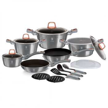 Berlinger Haus σετ Μαγειρικά Σκεύη και Εργαλεία Κουζίνας 18 τμχ με Τριπλή Επίστρωση Titan, Moonlight Collection bh-7037