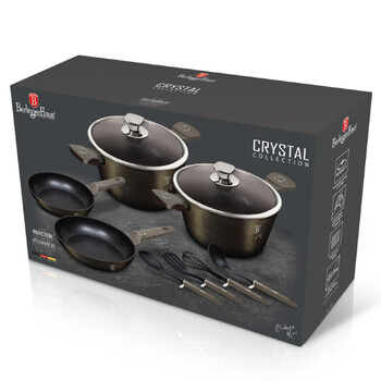 Σετ Μαγειρικά Σκεύη και Εργαλεία Κουζίνας 10 τμχ  με Τριπλή Επίστρωση Titan, Crystal Collection Berlinger Haus bh-7166