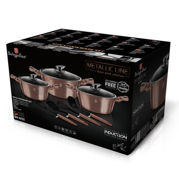 Berlinger Haus σετ Μαγειρικά Σκεύη 10τμχ. με Τριπλή Μαρμάρινη Επίστρωση Rose Gold Collection bh-6151