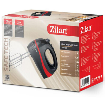 Zilan Μίξερ Χειρός Μαύρο 300w Zln8402-blk Zilan Μίξερ Χειρός Μαύρο 300w Zln8402-blk