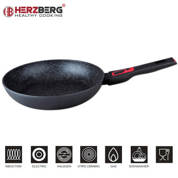 Herzberg Τηγάνι με Επίστρωση Μαρμάρου και Αφαιρούμενη Λαβή Ø22cm hg-7022fp