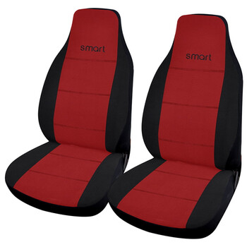 Autoline  Καλύμματα Μπροστινά ΣΕΤ Smart με Ενσωματωμένο Κεφαλάρι (PolyMesh) 2 τμχ - ΜΑΥΡΟ/ΚΟΚΚΙΝΟ