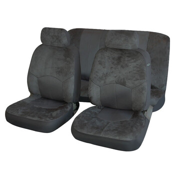 Autoline  Καλύμματα ΣΕΤ Universal με Αποσπώμενο Κεφαλάρι (Alcantara) 6 τμχ - ΓΚΡΙ