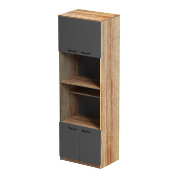 Ντουλάπα κουζίνας Rowan pakoworld σε oak-ανθρακί απόχρωση 60x42x182εκ