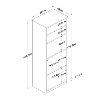 Ντουλάπα κουζίνας Rowan pakoworld σε oak-ανθρακί απόχρωση 60x42x182εκ