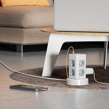 TESSAN 11 IN 1 TOWER SURGE PROTECTOR 8xSCHUKO, 2xUSB, 1xTYPE-C, 2M RETRACTABLE CABLE TESSAN 11 IN 1 TOWER SURGE PROTECTOR 8xSCHUKO, 2xUSB, 1xTYPE-C, 2M RETRACTABLE CABLE
