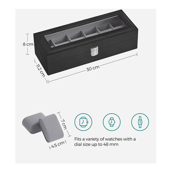 Κοσμηματοθήκη - Μπιζουτιέρα 6 Θέσεων 30 x 11.2 x 8 cm Songmics JWB06BK