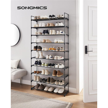 SONGMICS Ραφιέρα Παπουτσιών 10 Επιπέδων, Μαύρη, Ρυθμιζόμενου Ύψους, Μεταλλική και Πλαστική, 92x30x194 εκ. LSA10BKV1 SONGMICS Ραφιέρα Παπουτσιών 10 Επιπέδων, Μαύρη, Ρυθμιζόμενου Ύψους, Μεταλλική και Πλαστική, 92x30x194 εκ. LSA10BKV1