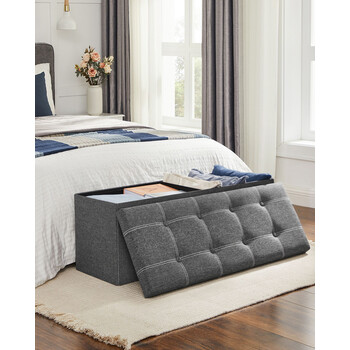 SONGMICS Πολυλειτουργικό Αποθηκευτικό Πουφ 110x38x38 εκ, Ανοιχτό Γκρι LSF077G04 SONGMICS Πολυλειτουργικό Αποθηκευτικό Πουφ 110x38x38 εκ, Ανοιχτό Γκρι LSF077G04