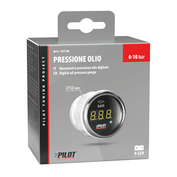 L1013.6 ΟΡΓΑΝΟ ΠΙΕΣΗΣ ΛΑΔΙΟΥ ΨΗΦΙΑΚΟ ΜΑΥΡΟ ΜΕ ΛΕΥΚΟ ΦΩΣ BLACK DIGITAL SERIES 9-32V 52mm