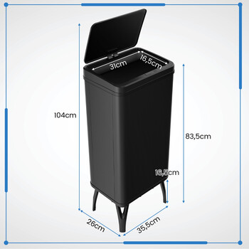 Costway  Ανοξείδωτος Κάδος Απορριμμάτων 50L με Αυτόματο Αισθητήρα Κίνησης Μαύρος 35 x 25 x 65 εκ. GY10017DK Costway  Ανοξείδωτος Κάδος Απορριμμάτων 50L με Αυτόματο Αισθητήρα Κίνησης Μαύρος 35 x 25 x 65 εκ. GY10017DK