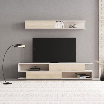 Σύνθετο σαλονιού Brick pakoworld σε oak-κρεμ απόχρωση 240x40x50.4εκ Σύνθετο σαλονιού Brick pakoworld σε oak-κρεμ απόχρωση 240x40x50.4εκ