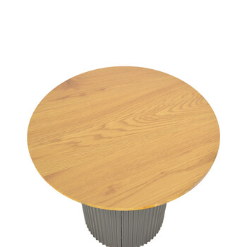 Βοηθητικό τραπέζι Dovel pakoworld mdf σε sonoma -μαύρη απόχρωση Φ50x45εκ