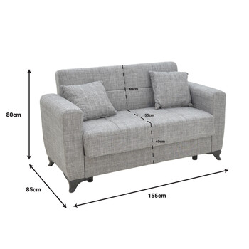 Καναπές-κρεβάτι με αποθηκευτικό χώρο διθέσιος Modesto pakoworld κρεμ ύφασμα 155x85x80εκ