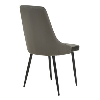 Τραπεζαρία Azori-Gustas pakoworld σετ 7τεμ μαύρο μαρμάρου-μαύρο-ανθρακί 160x80x75εκ