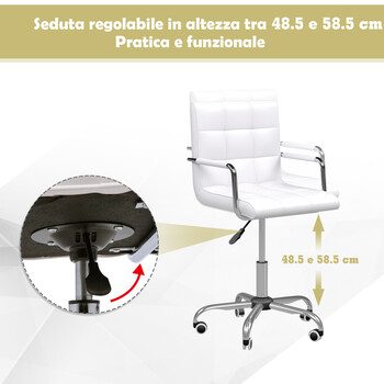 Καρέκλα Γραφείου 52.5 x 54 x 84-99 cm Χρώματος Λευκό HOMCOM 02-0701 Καρέκλα Γραφείου 52.5 x 54 x 84-99 cm Χρώματος Λευκό HOMCOM 02-0701