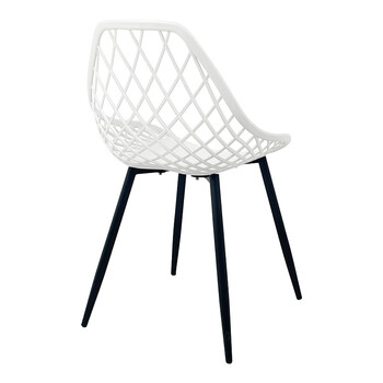 Καρέκλα Suan pakoworld pp σε λευκή απόχρωση και μαύρο μεταλλικό πόδι 56x49x82εκ
