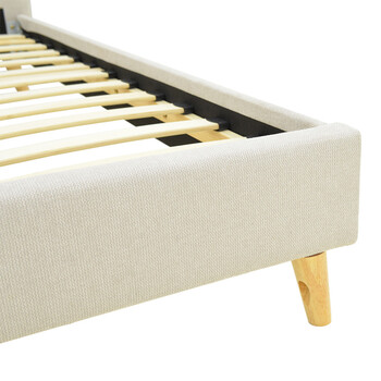 Κρεβάτι LumiLux pakoworld ύφασμα σε μπεζ απόχρωση 100x200εκ