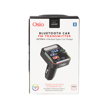 OFT-4260BT/OSIO FM TRANSMITTER ΑΝΑΠΤΗΡΑ 12V ΜΕ BLUETOOTH OFT-4260BT ΦΟΡΤΙΣΤΗ USB TYPE-A + USB TYPE-C OSIO