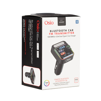 OFT-4260BT/OSIO FM TRANSMITTER ΑΝΑΠΤΗΡΑ 12V ΜΕ BLUETOOTH OFT-4260BT ΦΟΡΤΙΣΤΗ USB TYPE-A + USB TYPE-C OSIO