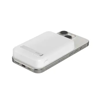 8K Qi2 15W, MAGNETIC WIRELESS POWER BANK + KICK STAND, WHITE